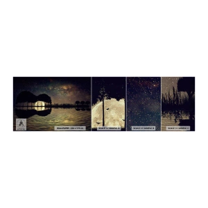 Muestra de fotomural Premium Canvas - Noche en el fin del mundo - Paisaje, Lago, Luna - 100x30 cm