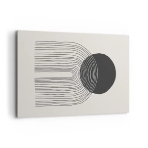Cuadro sobre lienzo - Impresión de Imagen - Patrón abstracto con líneas y un círculo negro sobre un fondo claro - 120x80cm - Temblor y certeza - Decoración de pared moderna para salón y dormitorio ARTTOR