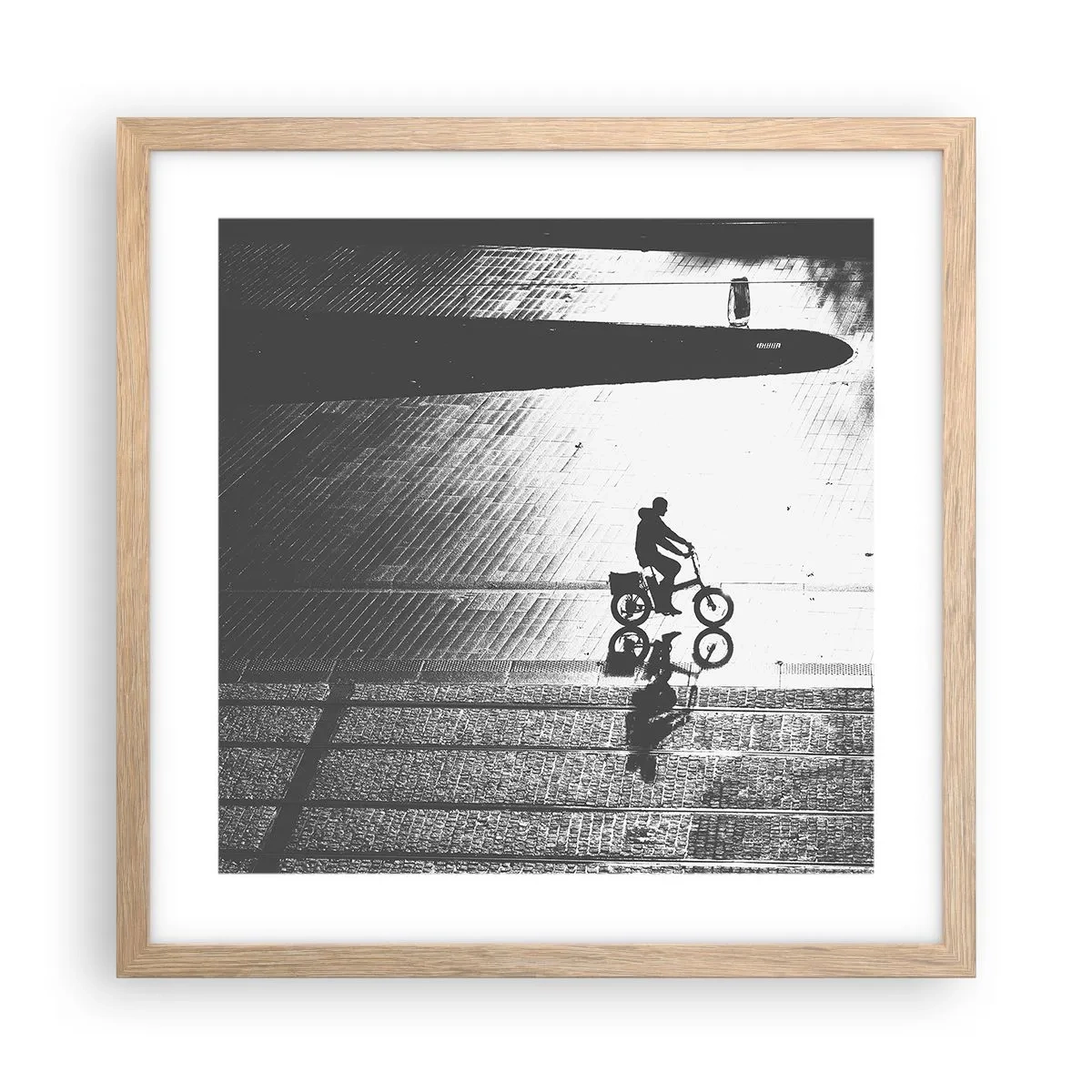 Póster en marco roble claro - Adelante, a través de la ciudad - 40x40 cm