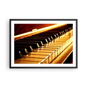 Póster en marco negro - Teclado de piano con iluminación dorada - 70x50cm - Posibilidades ilimitadas - Decoración de pared moderna para salón y dormitorio ARTTOR