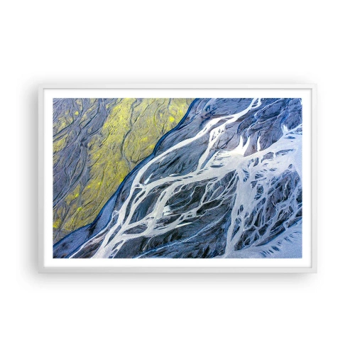 Póster en marco blanco - Las pinturas rupestres de la naturaleza - 91x61 cm