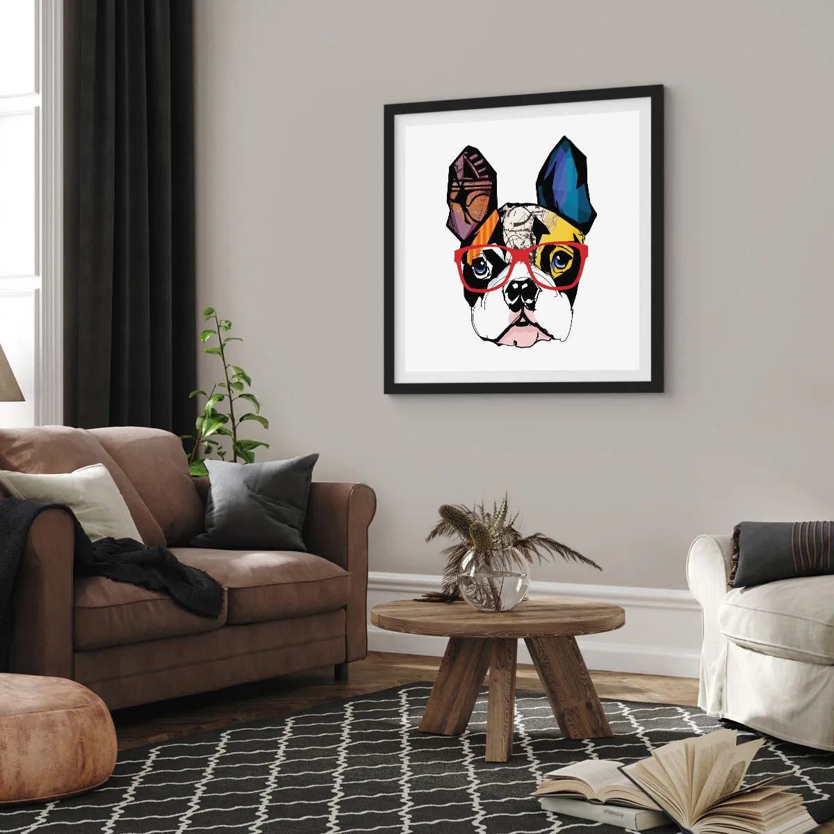 Póster en marco negro - El intelectual - 40x40 cm