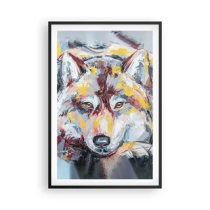 Póster en marco negro - Pinceladas de lobo - 61x91 cm