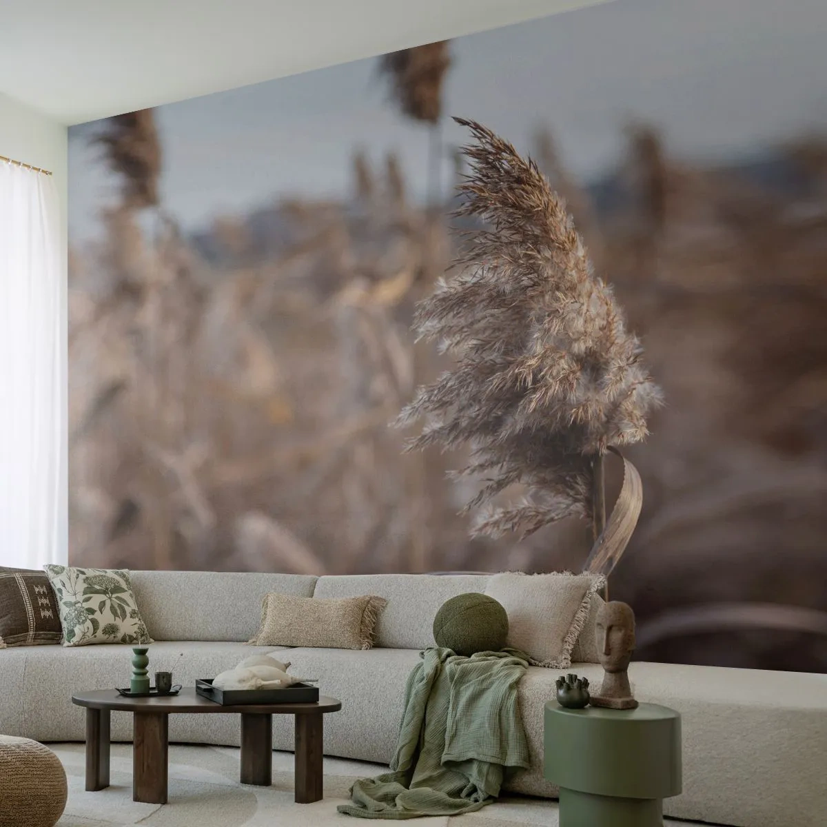Fotomural Premium Canvas - Es hora de volar con el viento - Prado, Hierba de la pampa, Naturaleza - 250x175 cm
