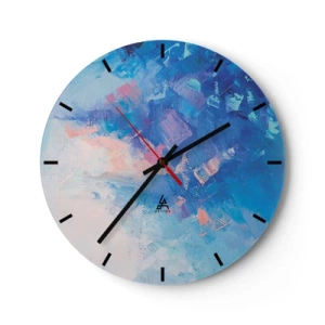 Reloj de pared - Reloj de vidrio - Composición abstracta en tonos azules y rosas. - 30x30cm - Abstracción invernal - Decoración de pared moderna para salón, cocina y dormitorio ARTTOR