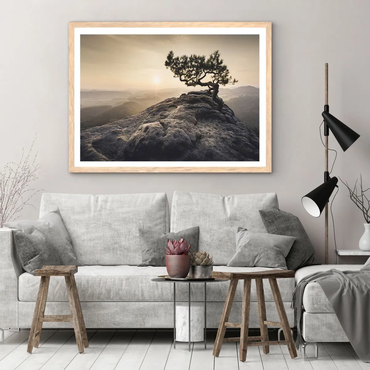 Póster en marco roble claro - La vida se abre camino - 50x40 cm