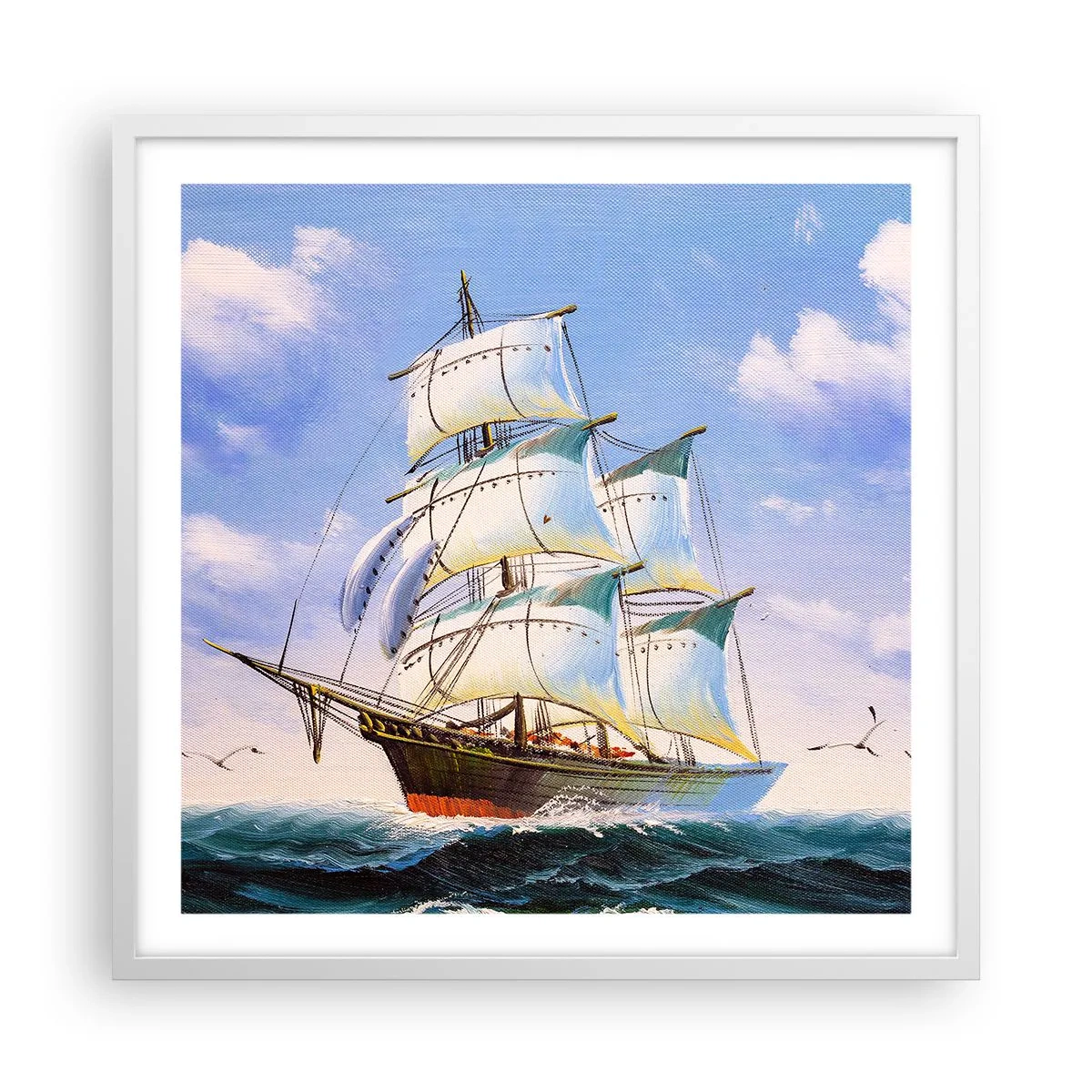 Póster en marco blanco - Orgulloso con el viento - 60x60 cm