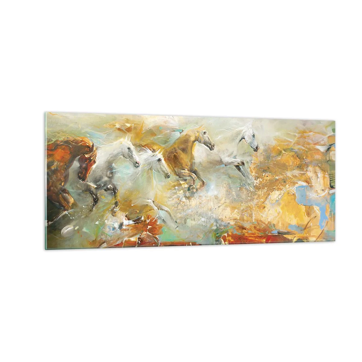 Cuadro sobre vidrio - Impresiones sobre Vidrio - Galopando a través de la luz - 100x40 cm