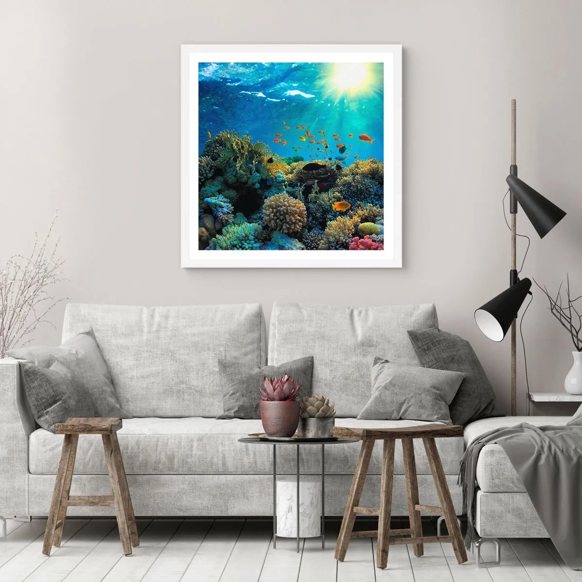 Póster en marco blanco - Tesoros submarinos - 40x40 cm