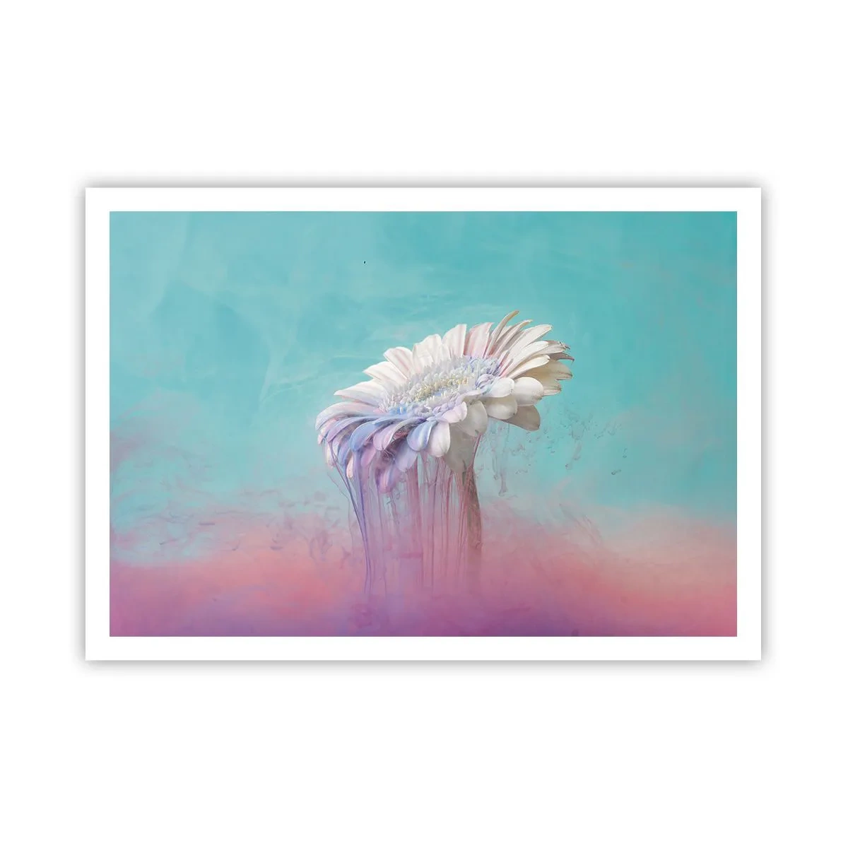 Póster - Gerbera pastel con efecto difuminado - 100x70cm - El inframundo de las flores - Decoración de pared moderna para salón y dormitorio ARTTOR