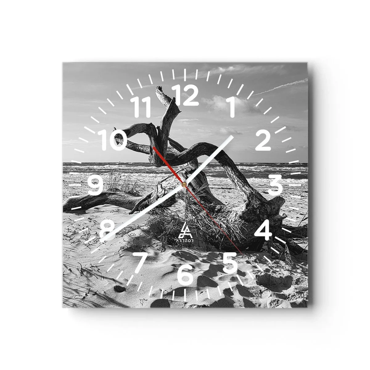 Reloj de pared - Reloj de vidrio - Escultura marina - 40x40 cm