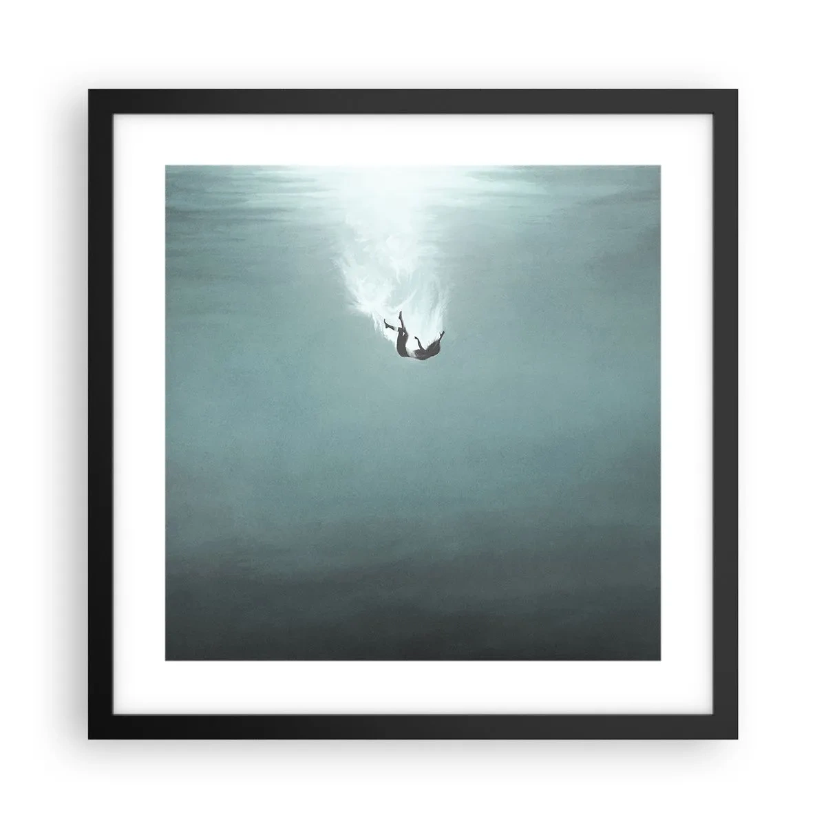 Póster en marco negro - En el abrazo del océano - 40x40 cm