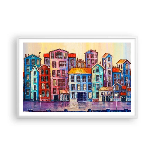 Póster en marco blanco - Una ciudad como un cuento de hadas - 91x61 cm