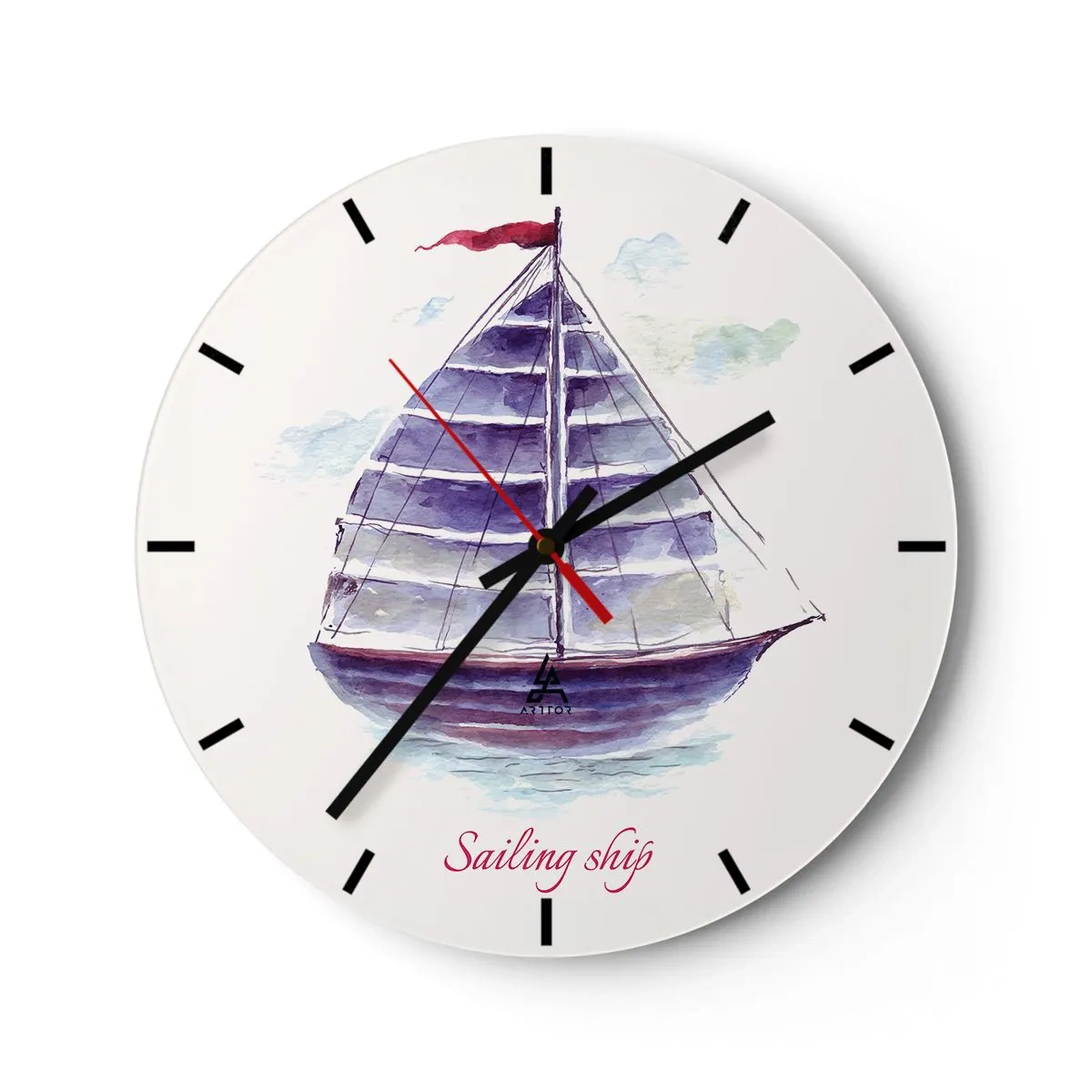 Reloj de pared - Reloj de vidrio - Velas izadas y aguas tranquilas - 40x40 cm