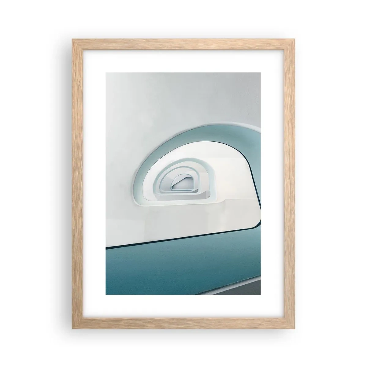 Póster en marco roble claro - Espiral del río azul - 30x40 cm