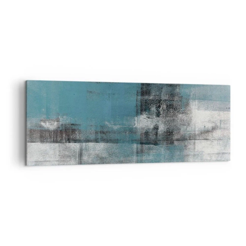 Cuadro sobre lienzo - Impresión de Imagen - Una composición abstracta en tonos azules con textura y capas. - 140x50cm - Agua y aire - Decoración de pared moderna para salón y dormitorio ARTTOR
