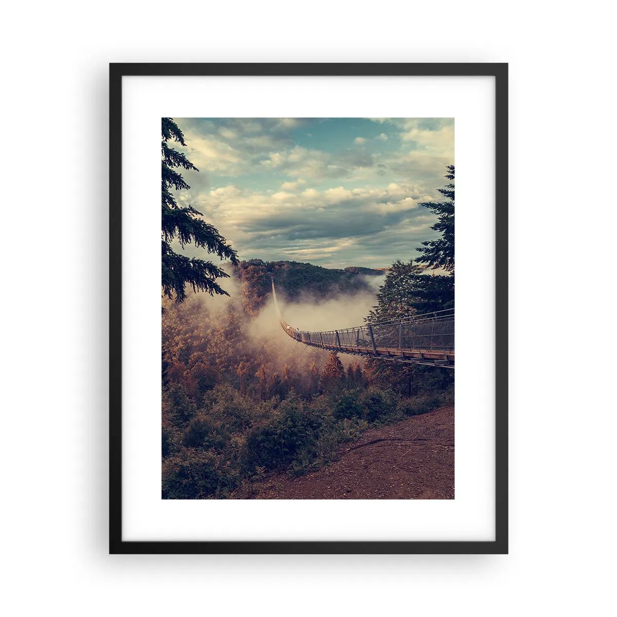 Póster en marco negro - Sobre un bosque otoñal - 40x50 cm