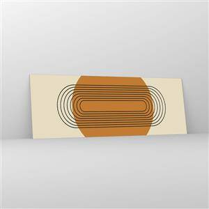 Cuadro sobre vidrio - Impresiones sobre Vidrio - Patrón geométrico con círculos y líneas naranjas. - 140x50cm - El plan perfecto - Decoración de pared moderna para salón y dormitorio ARTTOR