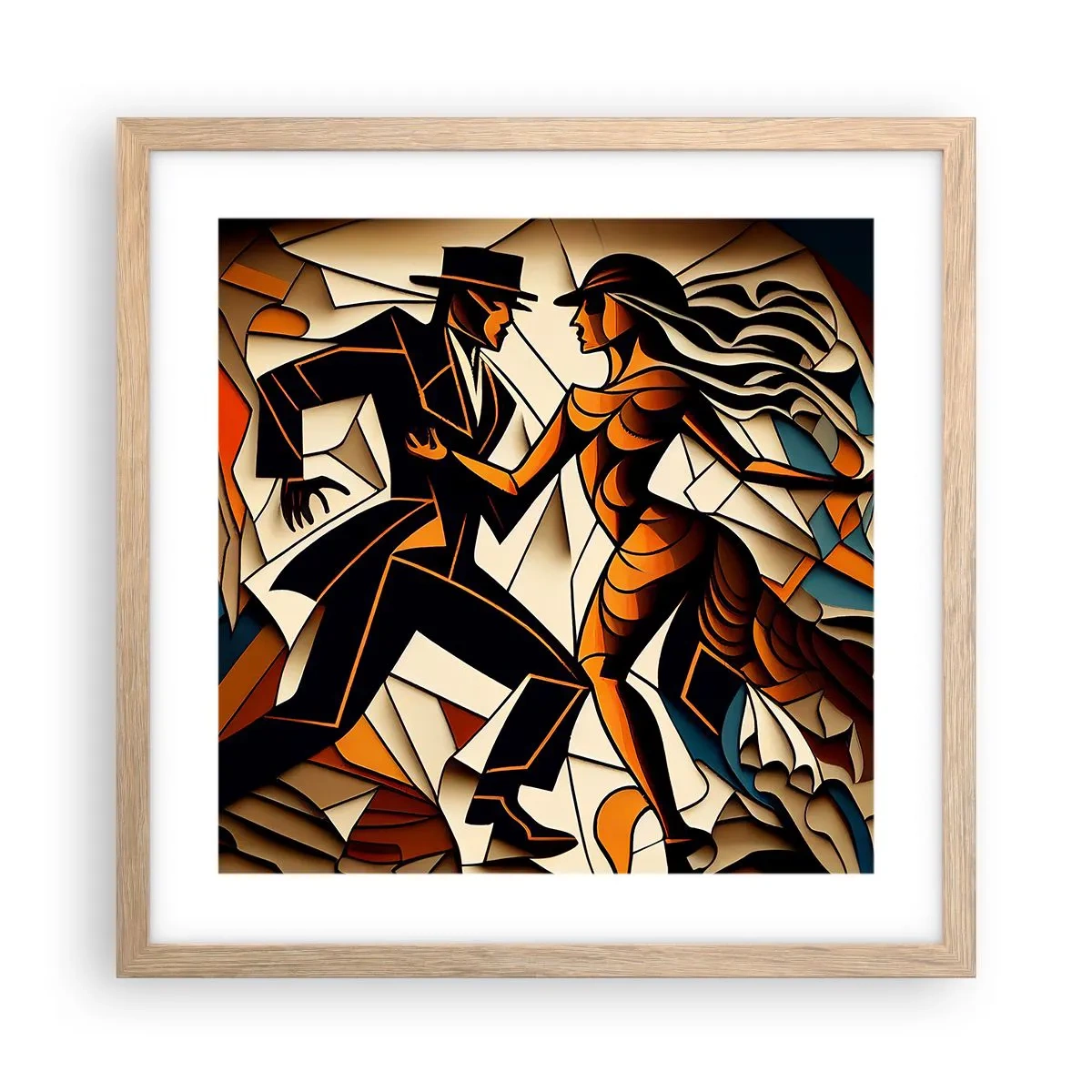 Póster en marco roble claro - Danza de pasión - 40x40 cm