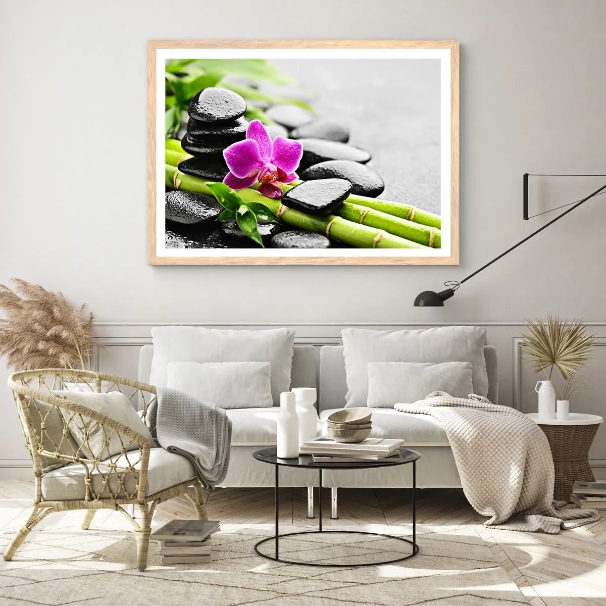 Póster en marco roble claro - En equilibrio pacífico - 70x50 cm