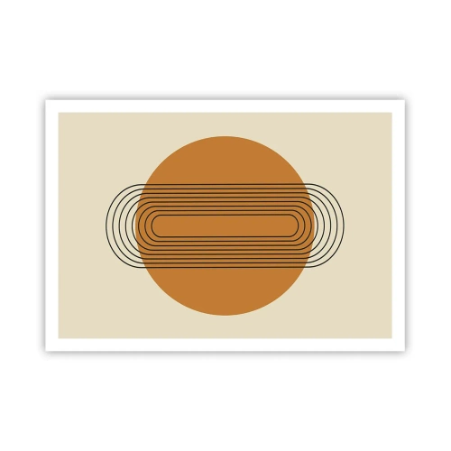 Póster - Patrón geométrico con círculos y líneas naranjas. - 100x70cm - El plan perfecto - Decoración de pared moderna para salón y dormitorio ARTTOR