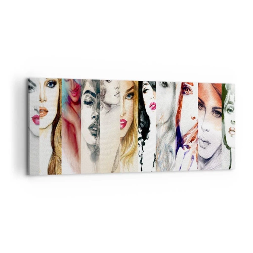 Cuadro sobre lienzo - Impresión de Imagen - Una colección de retratos de mujeres en varios estilos artísticos. - 120x50cm - Y siempre eres tú - Decoración de pared moderna para salón y dormitorio ARTTOR