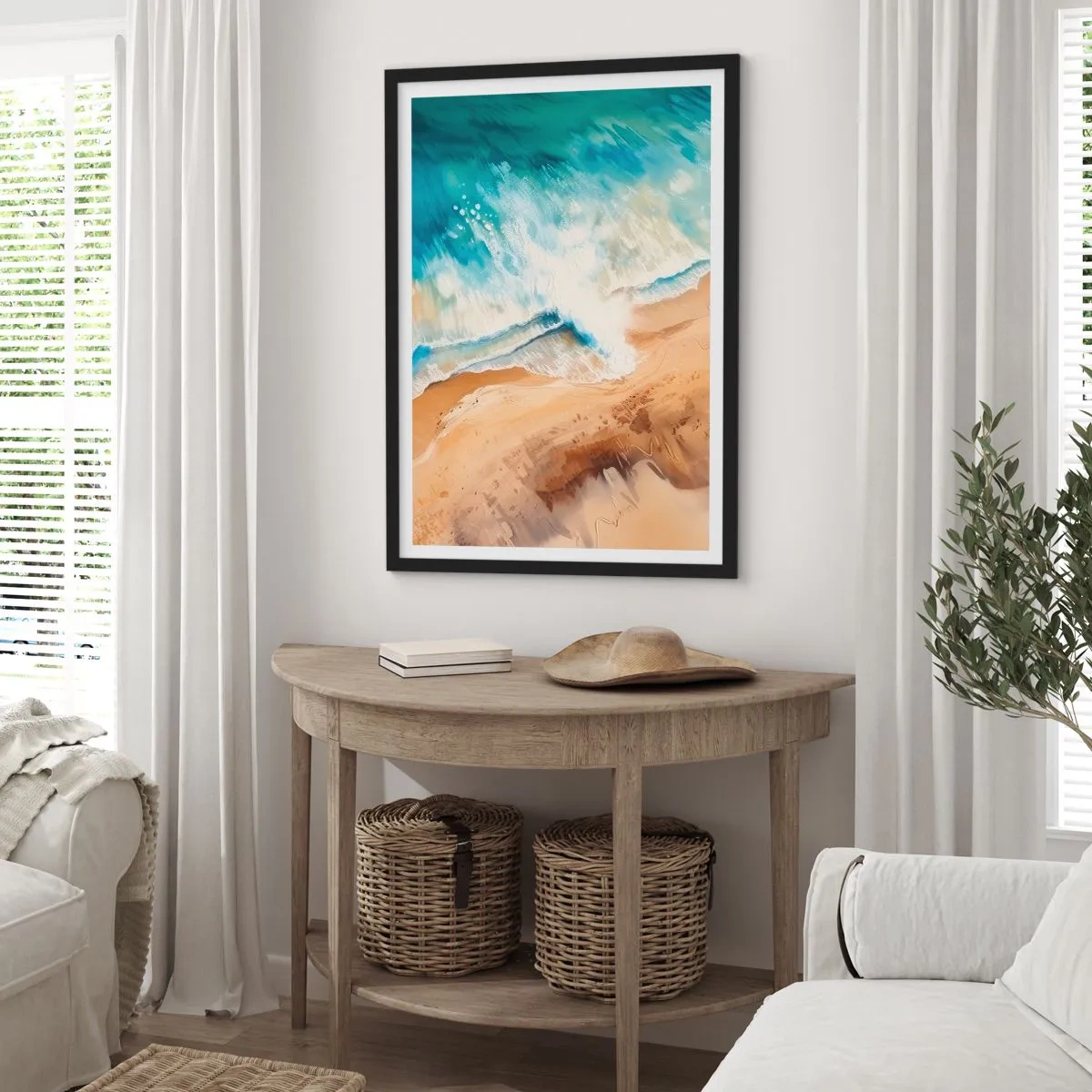 Póster en marco negro - Olas recurrentes - 61x91 cm