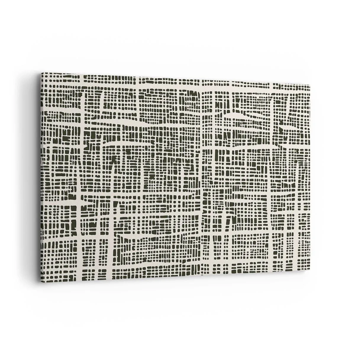 Cuadro sobre lienzo - Impresión de Imagen - Un patrón geométrico que se asemeja a una cuadrícula sobre un fondo claro. - 120x80cm - Composición del tejido - Decoración de pared moderna para salón y dormitorio ARTTOR