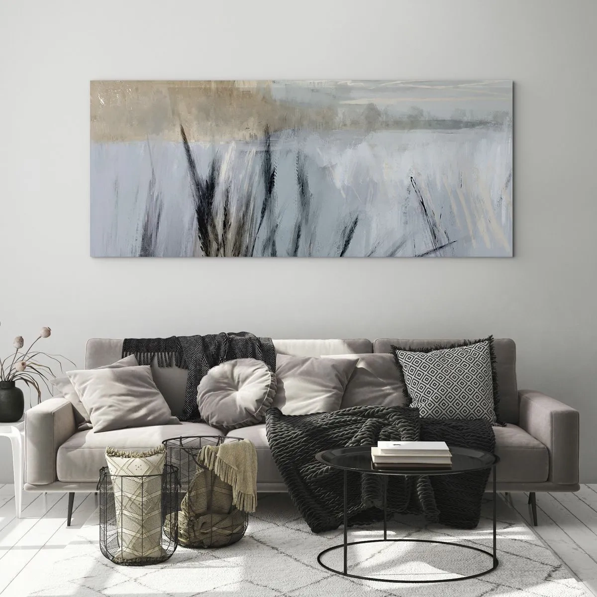 Cuadro sobre vidrio - Impresiones sobre Vidrio - Campos de invierno - 100x40 cm