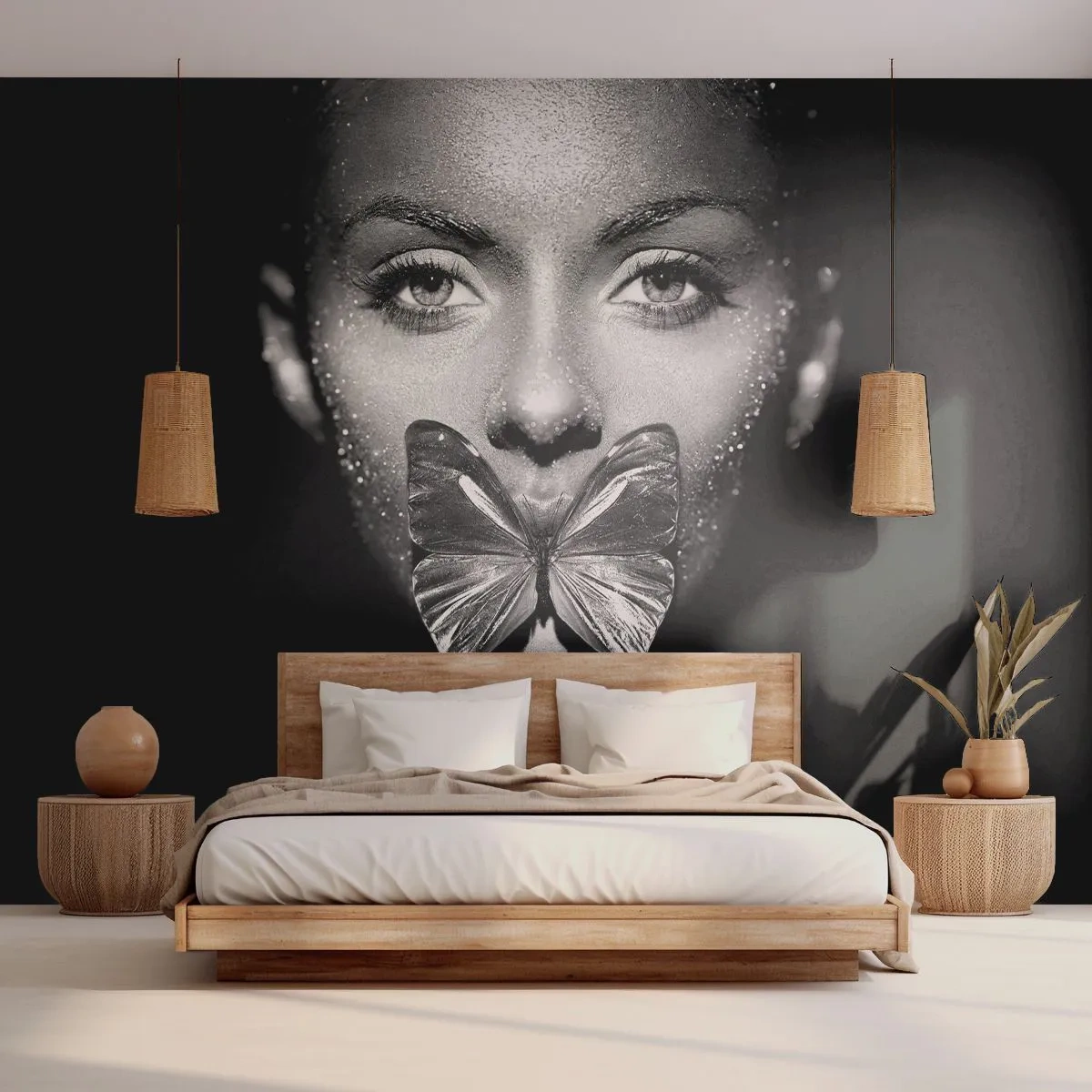 Fotomural personalizado Standard Eco - Beso de mariposa - Abstracción, Mujer, Mariposa