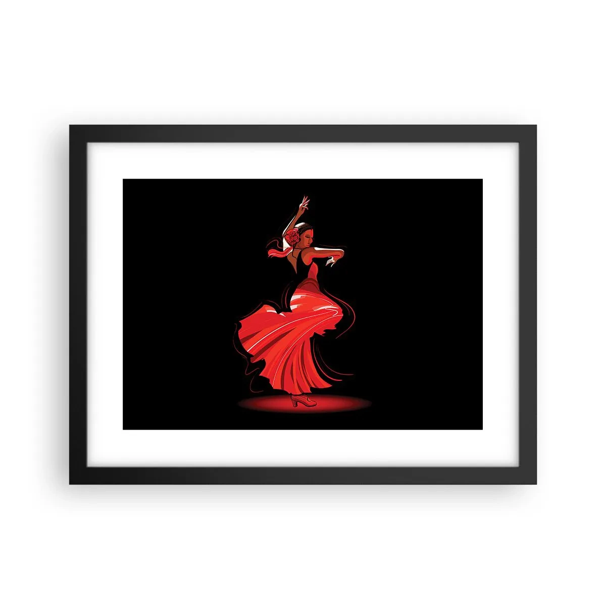 Póster en marco negro - El espíritu ardiente del flamenco - 40x30 cm