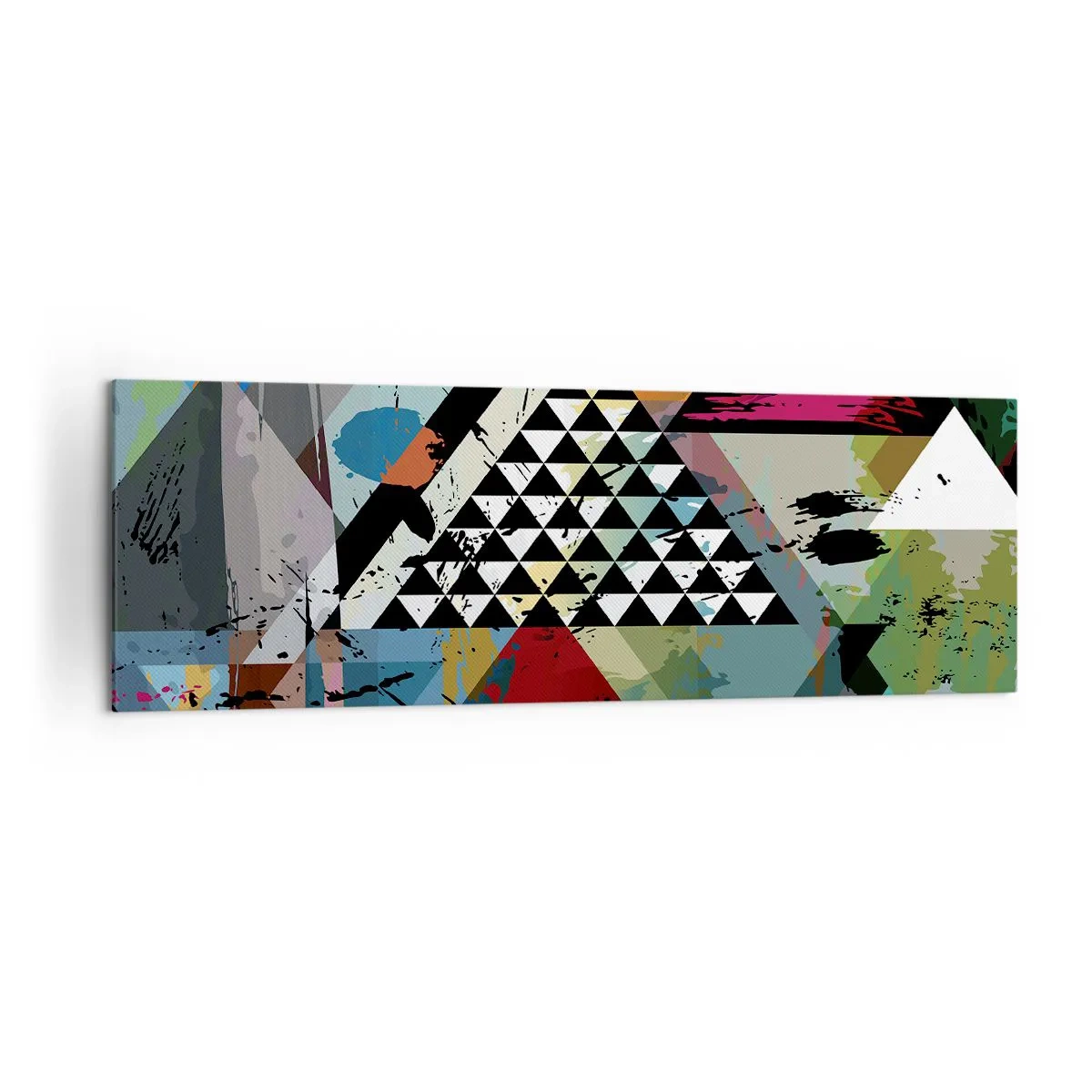 Cuadro sobre lienzo - Impresión de Imagen - Una composición abstracta de formas geométricas y colores. - 160x50cm - Qué sencillo es - Decoración de pared moderna para salón y dormitorio ARTTOR