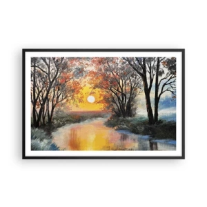 Póster en marco negro - Ambiente otoñal - 91x61 cm