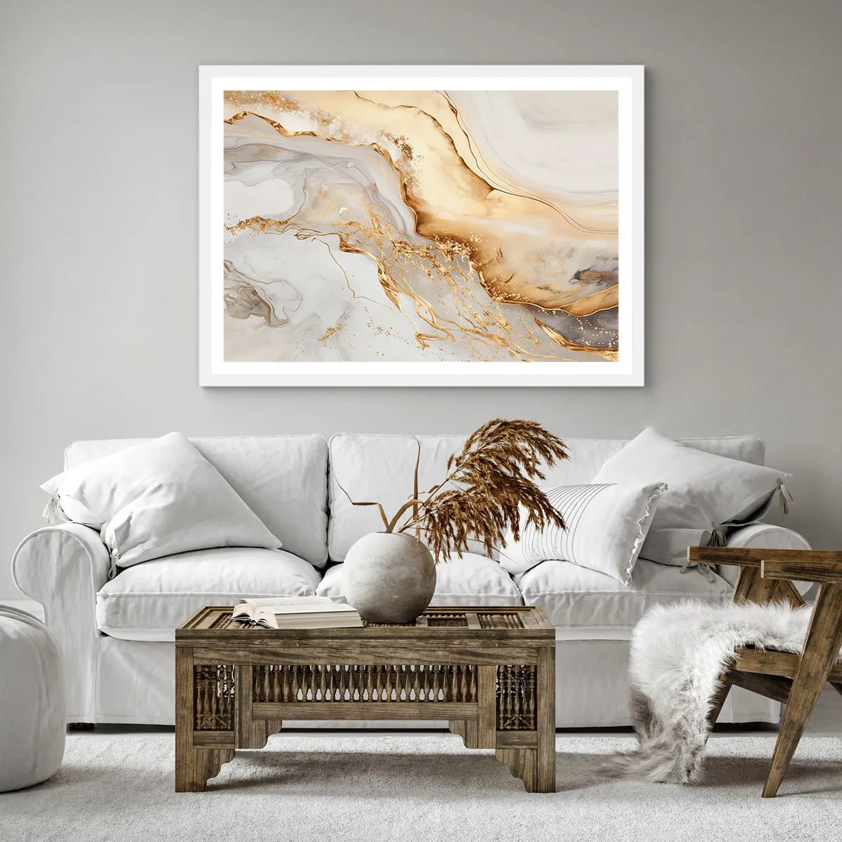 Póster en marco blanco - Abstracción: belleza y bondad - 40x40 cm