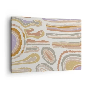 Cuadro sobre lienzo - Impresión de Imagen - Secciones transversales coloridas de formas abstractas - 70x50cm - Cortes transversales llenos de color - Decoración de pared moderna para salón y dormitorio ARTTOR