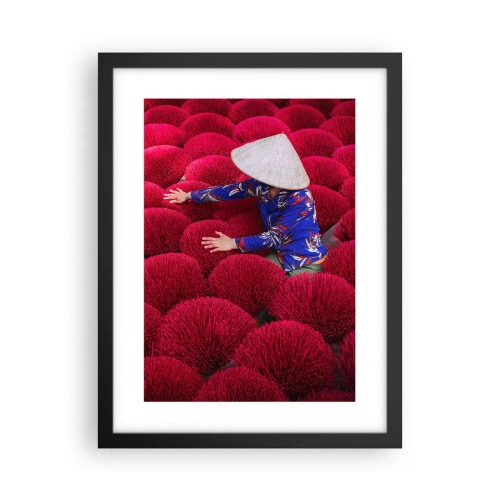 Póster en marco negro - En un campo de arroz - 30x40 cm