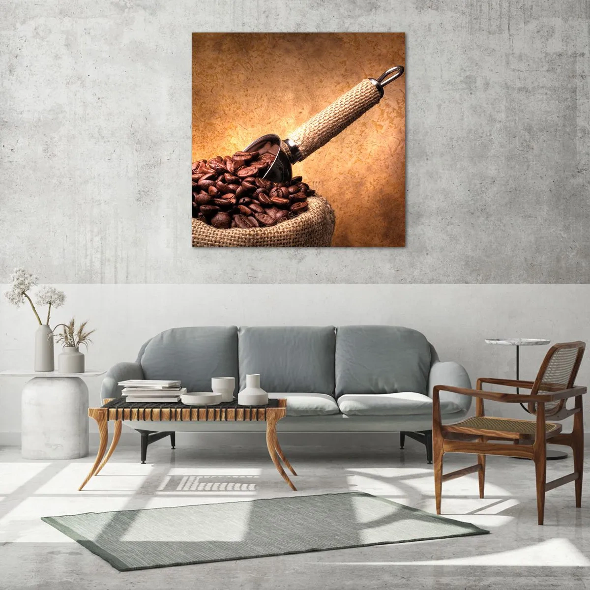 Cuadro sobre vidrio - Impresiones sobre Vidrio - En la fuente del sabor - 50x50 cm