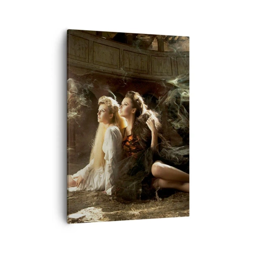 Cuadro sobre lienzo - Impresión de Imagen - Dos mujeres en un entorno mágico con efectos de iluminación etéreos. - 50x70cm - Y hubo poesía - Decoración de pared moderna para salón y dormitorio ARTTOR