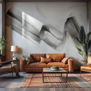 Fotomural Standard Eco - Raya negra artística sobre un fondo claro - 100x70cm - Solo por diversión - Decoración de pared moderna para salón y dormitorio ARTTOR