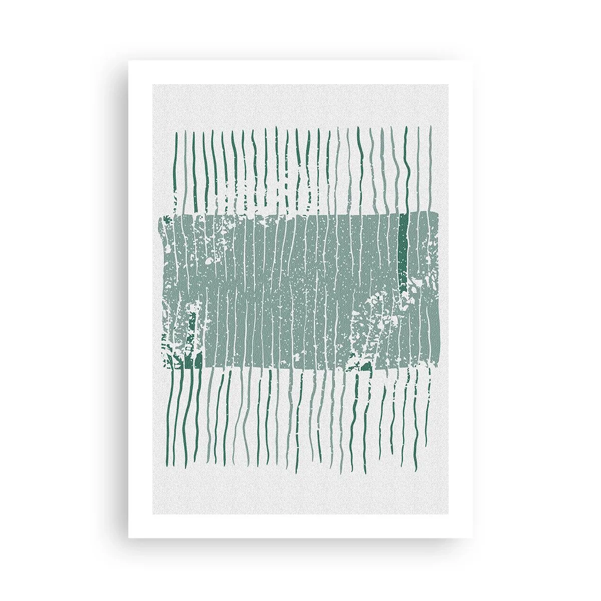 Póster - Una composición minimalista de líneas y texturas en tonos verdes. - 50x70cm - Abstracción marina - Decoración de pared moderna para salón y dormitorio ARTTOR