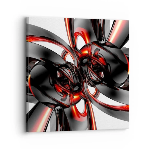 Cuadro sobre lienzo - Impresión de Imagen - Movimiento en grafito y rojo - 30x30 cm
