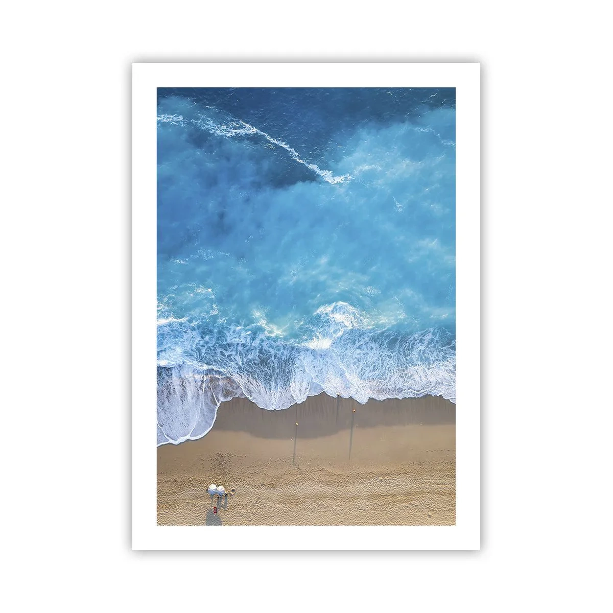 Póster - Vista aérea de las olas del océano rompiendo en la orilla - 50x70cm - El poder del azul - Decoración de pared moderna para salón y dormitorio ARTTOR
