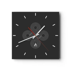 Reloj de pared - Reloj de vidrio - Patrón celta en estilo minimalista sobre fondo negro. - 30x30cm - El espíritu celta - Decoración de pared moderna para salón y dormitorio ARTTOR