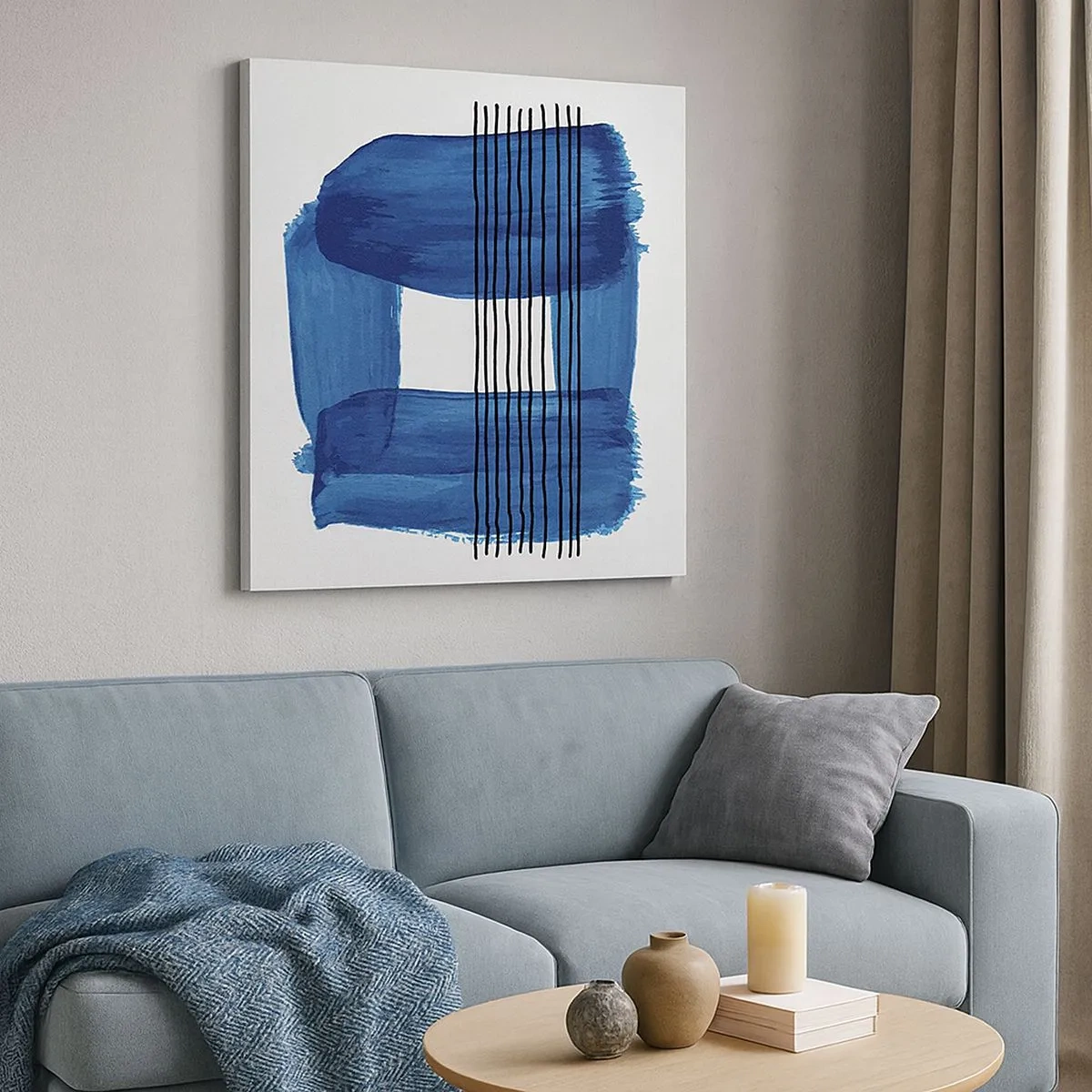 Cuadro sobre lienzo - Impresión de Imagen - Composición azul y negra - 30x30 cm