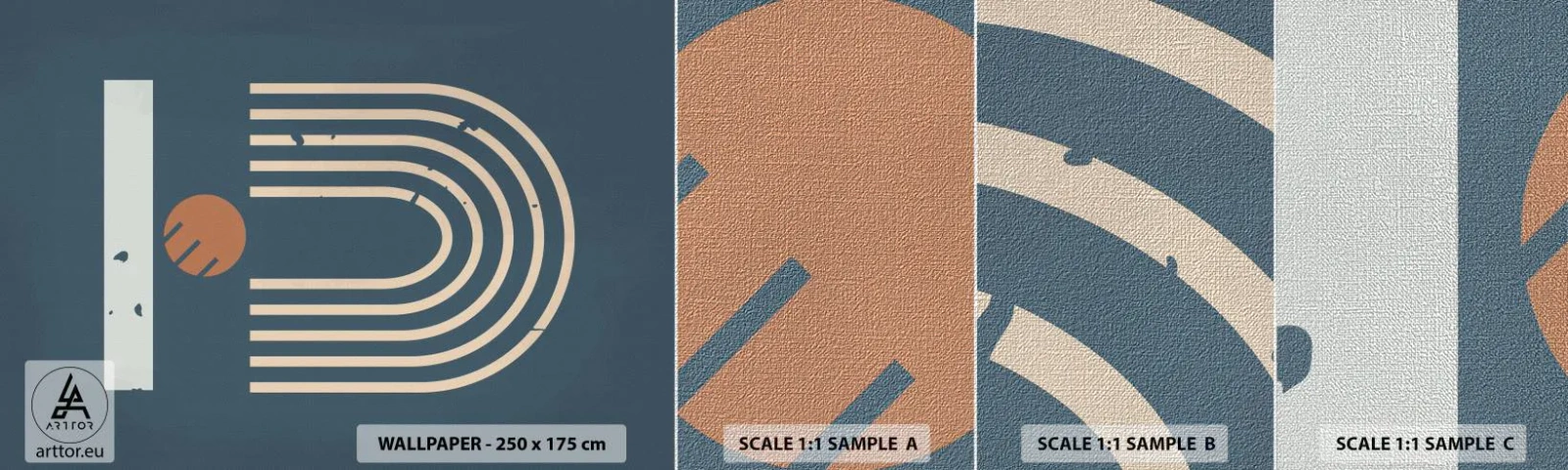 Muestra de fotomural Premium Canvas - Geometría sobre azul marino - Abstracción, Pedazo, Gráficos - 100x30 cm