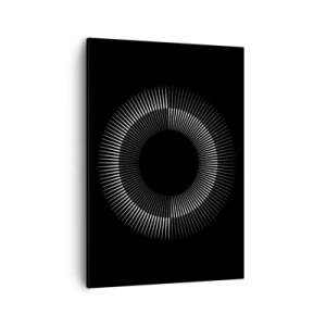 Cuadro sobre lienzo - Impresión de Imagen - Círculo gráfico con rayos en blanco y negro - 50x70cm - Sol negro - Decoración de pared moderna para salón y dormitorio ARTTOR