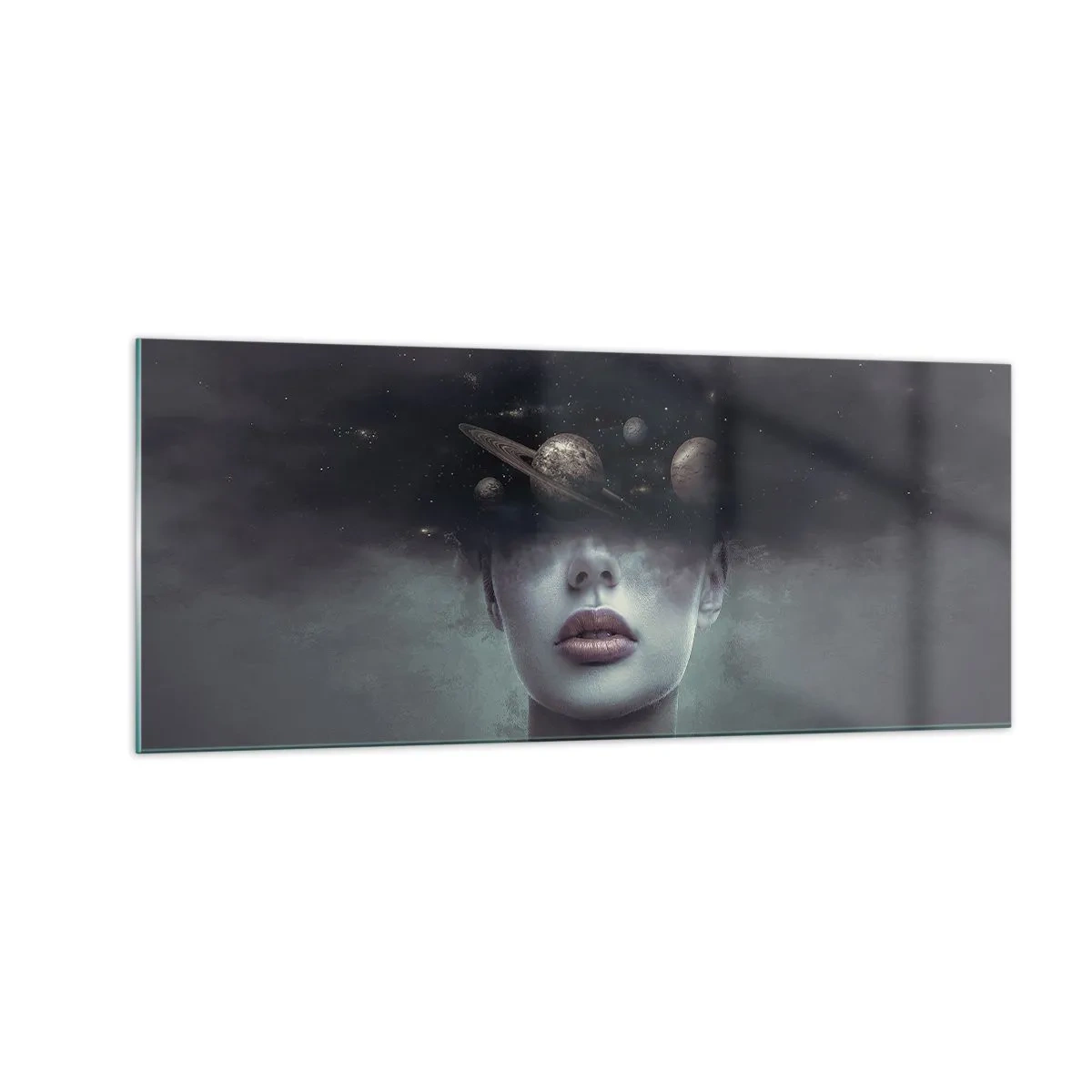Cuadro sobre vidrio - Impresiones sobre Vidrio - Y los planetas sienten... - 100x40 cm
