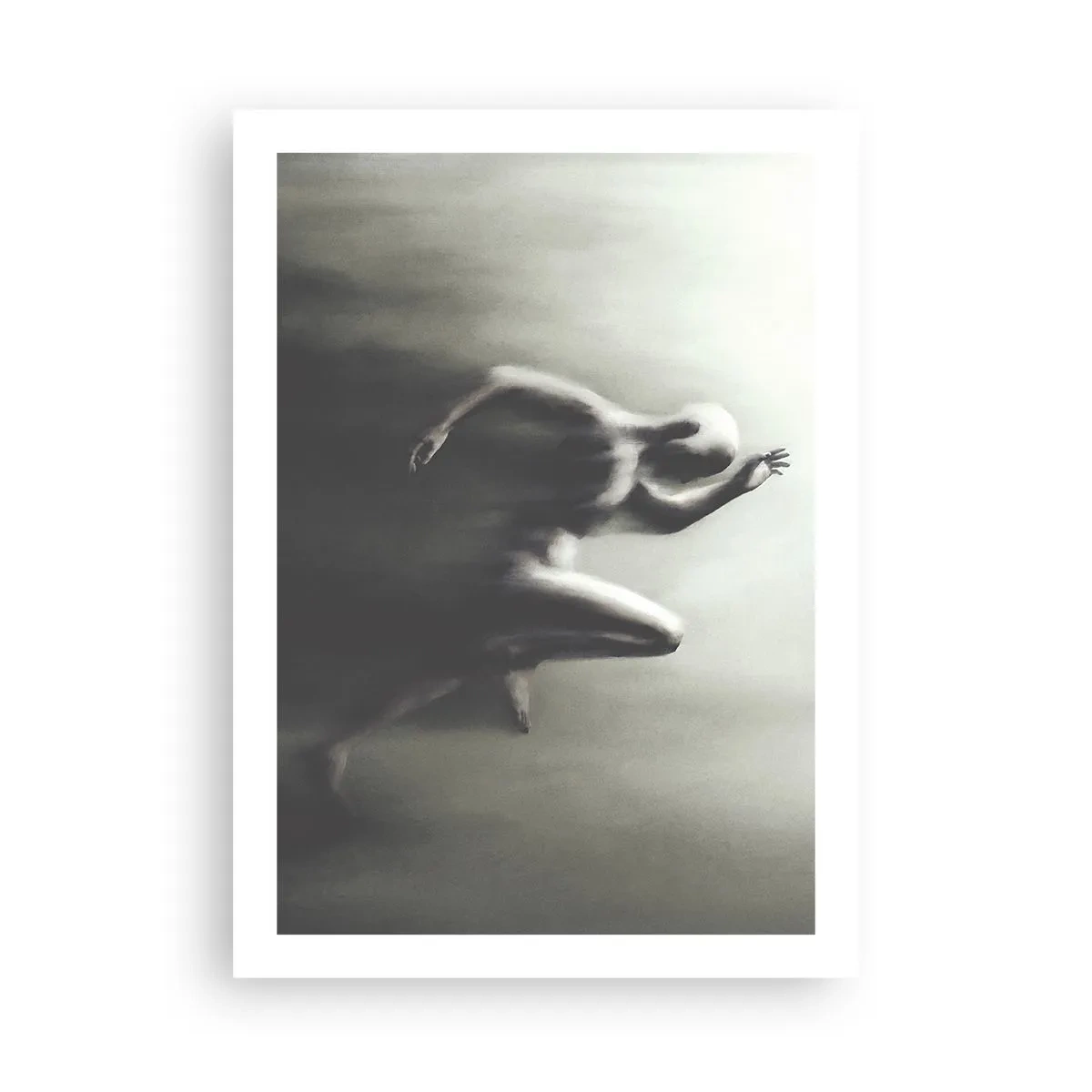 Póster - Una figura abstracta en movimiento en tonos monocromáticos. - 50x70cm - Imparable - Decoración de pared moderna para salón y dormitorio ARTTOR