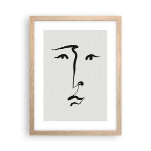 Póster en marco roble claro - Retrato en una línea - 30x40 cm