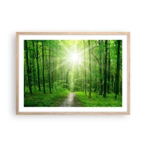 Póster en marco roble claro - Catedral verde - 70x50 cm